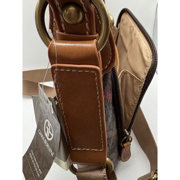 Giani Bernini Block Signature Crossbody Bag Brown Red - Picture 4 of 13